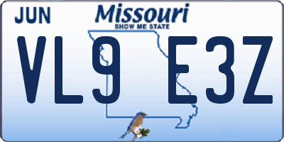MO license plate VL9E3Z