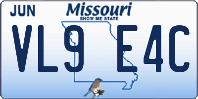 MO license plate VL9E4C