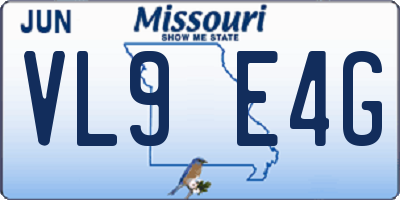 MO license plate VL9E4G