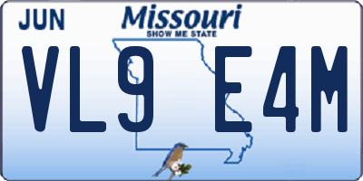 MO license plate VL9E4M