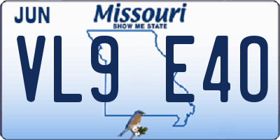 MO license plate VL9E4O