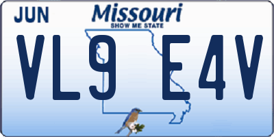 MO license plate VL9E4V