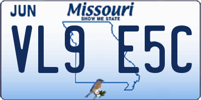 MO license plate VL9E5C