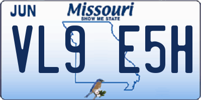 MO license plate VL9E5H