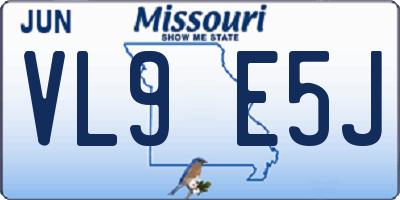 MO license plate VL9E5J