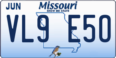 MO license plate VL9E5O