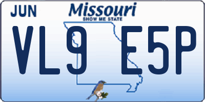 MO license plate VL9E5P