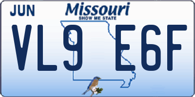 MO license plate VL9E6F