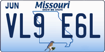 MO license plate VL9E6L