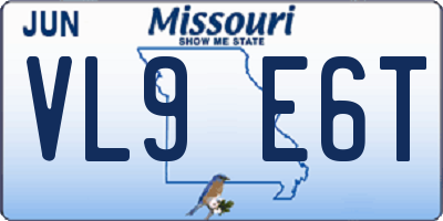 MO license plate VL9E6T