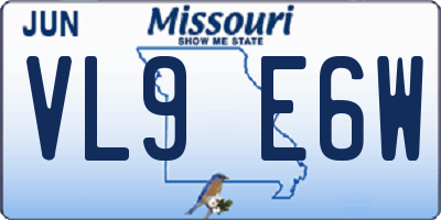 MO license plate VL9E6W