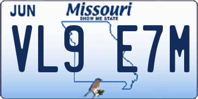 MO license plate VL9E7M
