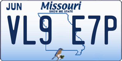 MO license plate VL9E7P