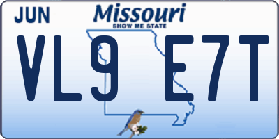 MO license plate VL9E7T