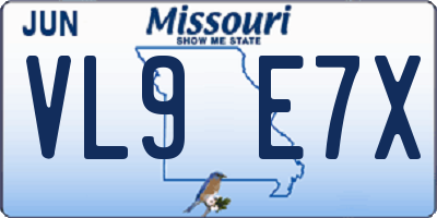 MO license plate VL9E7X