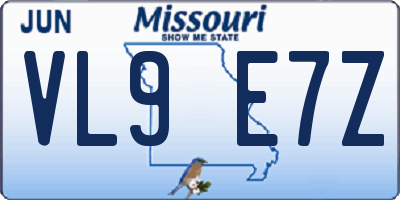 MO license plate VL9E7Z