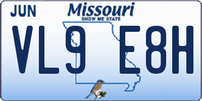 MO license plate VL9E8H