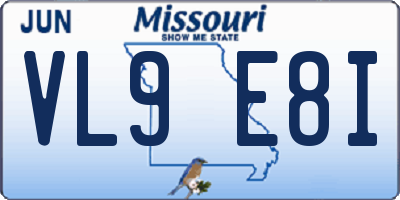 MO license plate VL9E8I