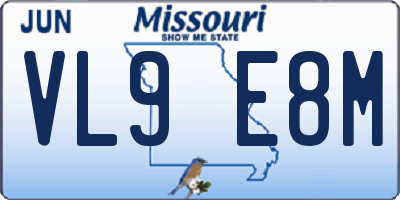 MO license plate VL9E8M