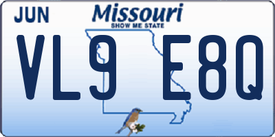 MO license plate VL9E8Q