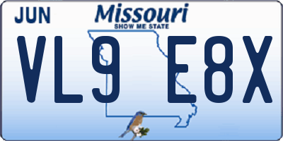 MO license plate VL9E8X