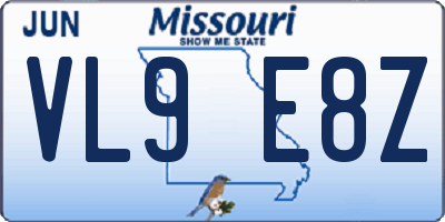 MO license plate VL9E8Z
