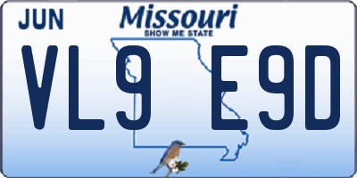 MO license plate VL9E9D