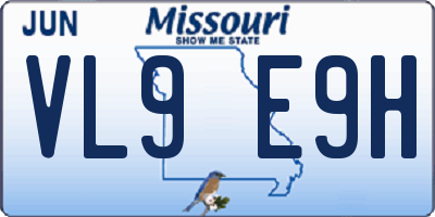 MO license plate VL9E9H