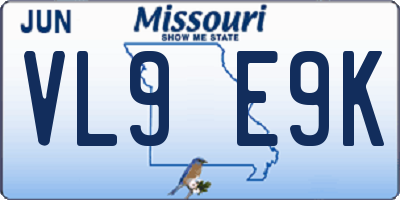 MO license plate VL9E9K