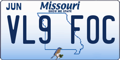 MO license plate VL9F0C