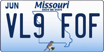 MO license plate VL9F0F