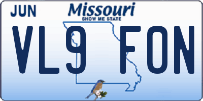 MO license plate VL9F0N