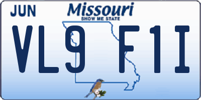 MO license plate VL9F1I