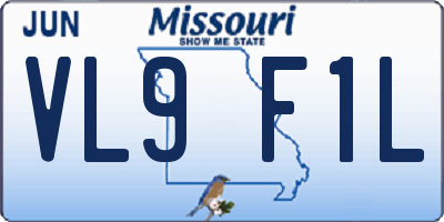 MO license plate VL9F1L