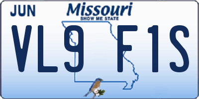 MO license plate VL9F1S