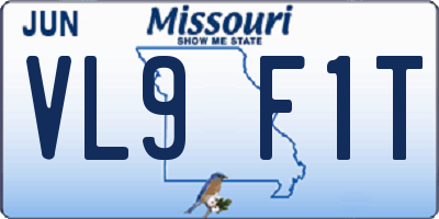 MO license plate VL9F1T