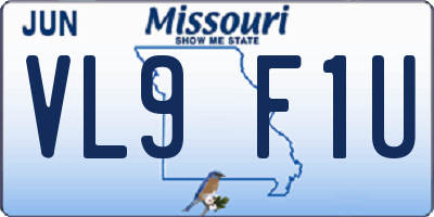 MO license plate VL9F1U