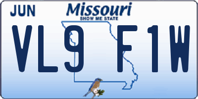 MO license plate VL9F1W