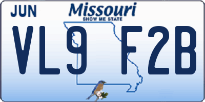 MO license plate VL9F2B