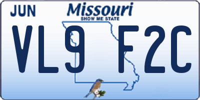 MO license plate VL9F2C