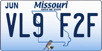 MO license plate VL9F2F
