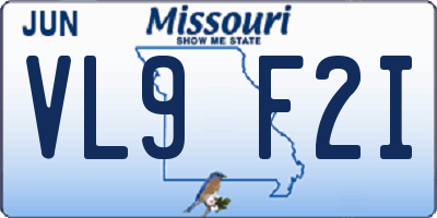 MO license plate VL9F2I