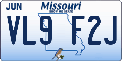 MO license plate VL9F2J