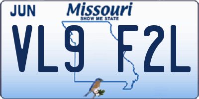 MO license plate VL9F2L