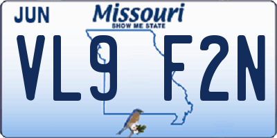 MO license plate VL9F2N