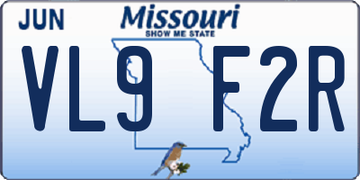 MO license plate VL9F2R