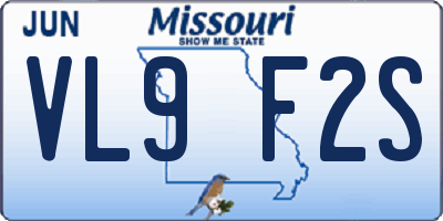 MO license plate VL9F2S