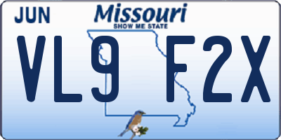 MO license plate VL9F2X