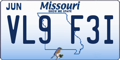 MO license plate VL9F3I