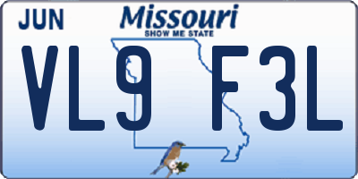 MO license plate VL9F3L